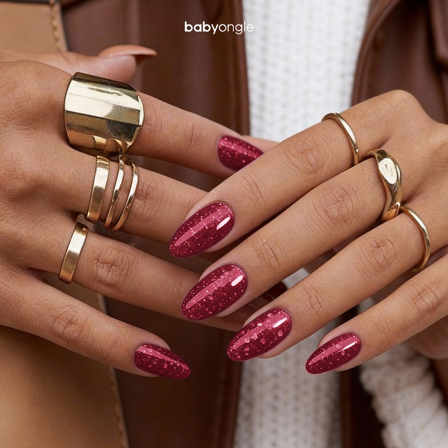 Babyongle Quick Dry Nail Polish for Nail Art - Glitter Red#130 - 14ML / 0.47FL.OZ