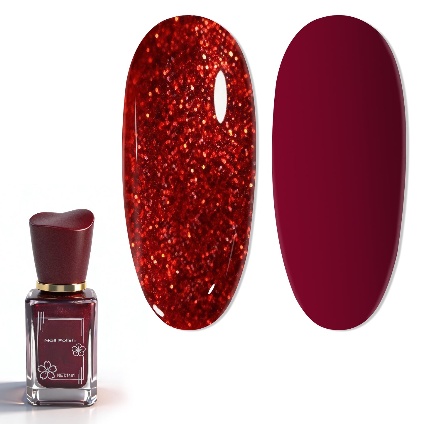 Babyongle Quick Dry Nail Polish for Nail Art - Shimmer Red#125 - 14ML / 0.47FL.OZ