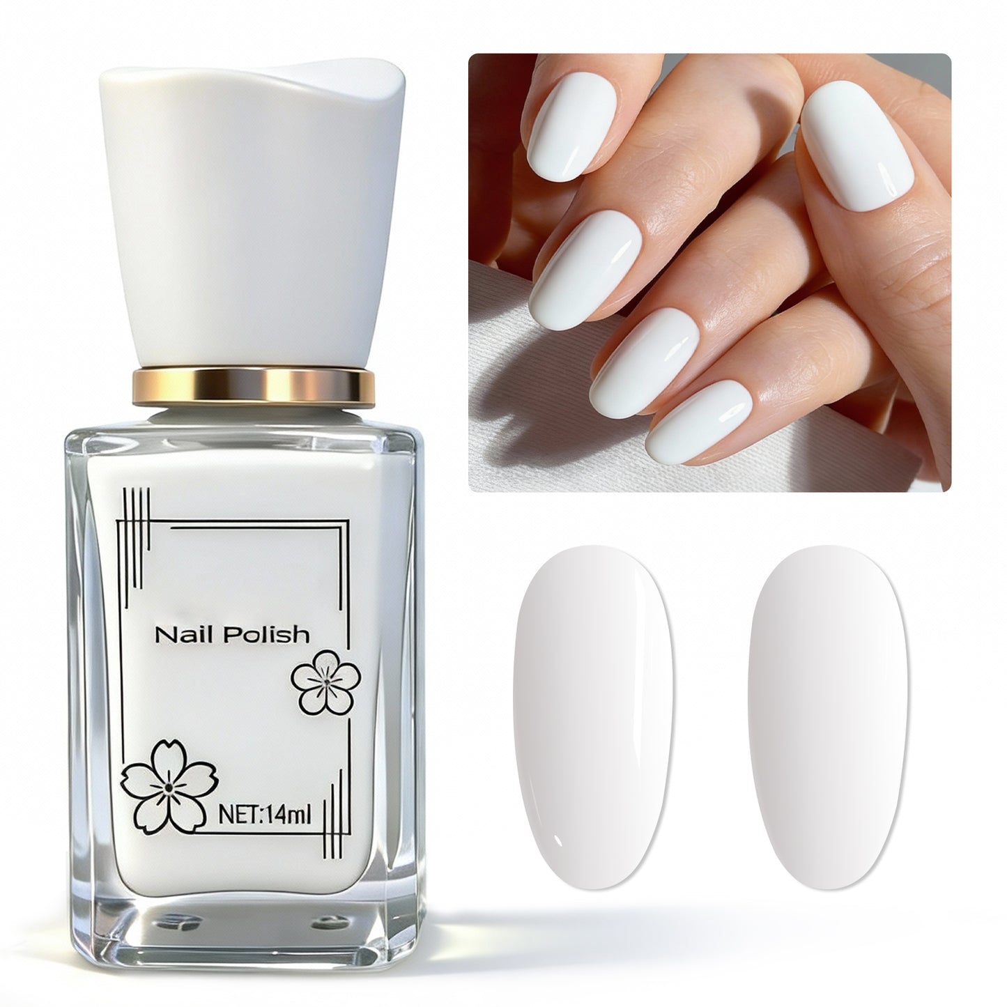 Babyongle Quick Dry Nail Polish for Nail Art - White#135 - 14ML / 0.47FL.OZ