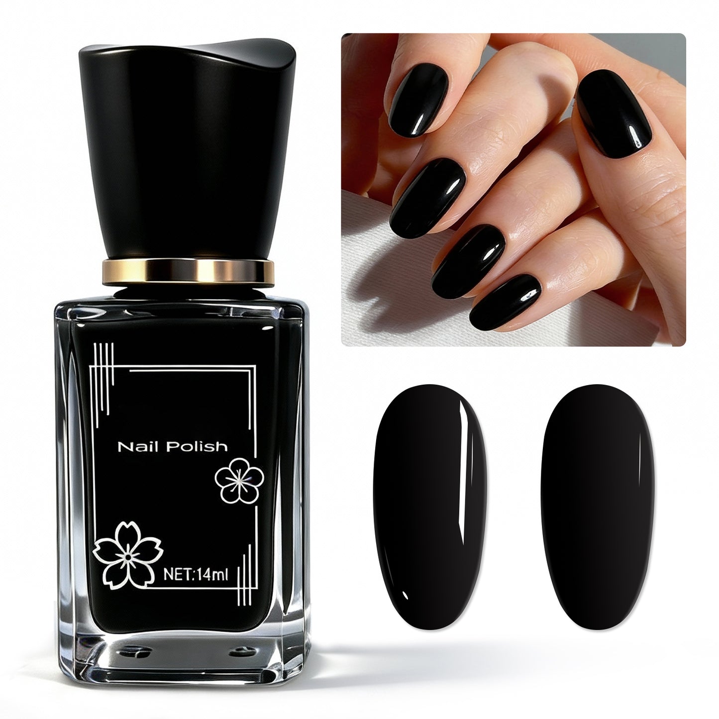 Babyongle Quick Dry Nail Polish for Nail Art - Black#136 - 14ML / 0.47FL.OZ