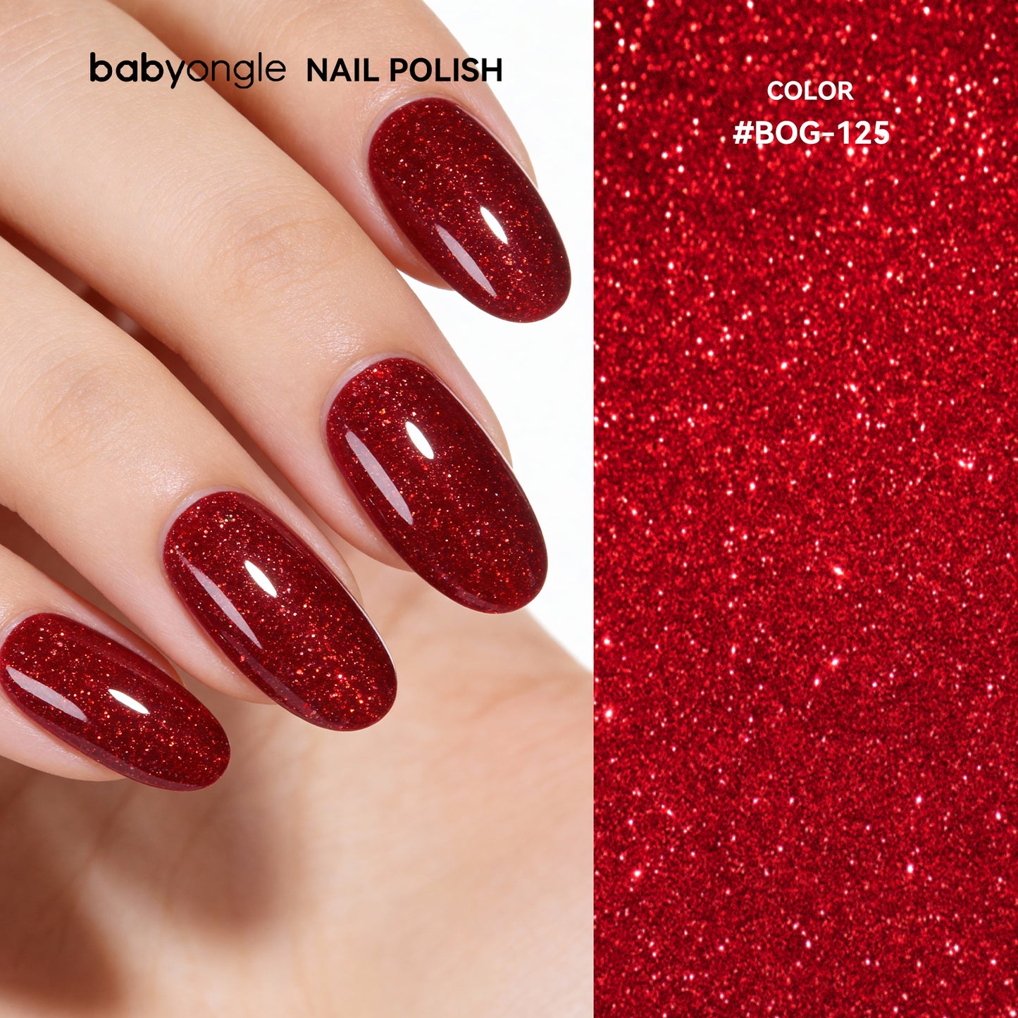 Babyongle Quick Dry Nail Polish for Nail Art - Shimmer Red#125 - 14ML / 0.47FL.OZ