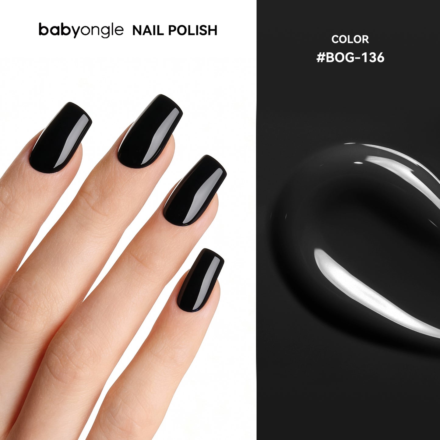 Babyongle Quick Dry Nail Polish for Nail Art - Black#136 - 14ML / 0.47FL.OZ
