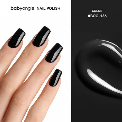 Babyongle Quick Dry Nail Polish for Nail Art - Black#136 - 14ML / 0.47FL.OZ