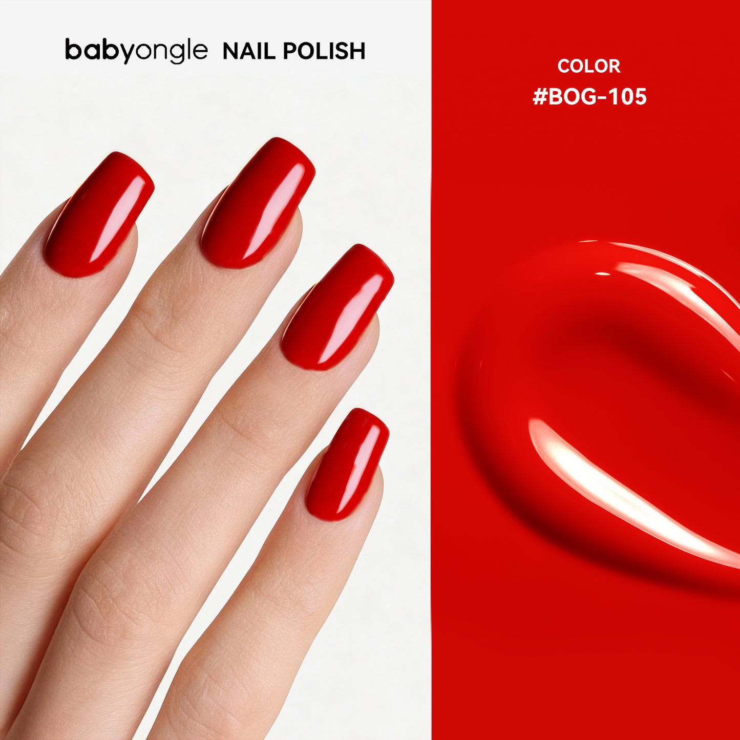 Babyongle Quick Dry Nail Polish for Nail Art - Vibrant Red#105 - 14ML / 0.47FL.OZ