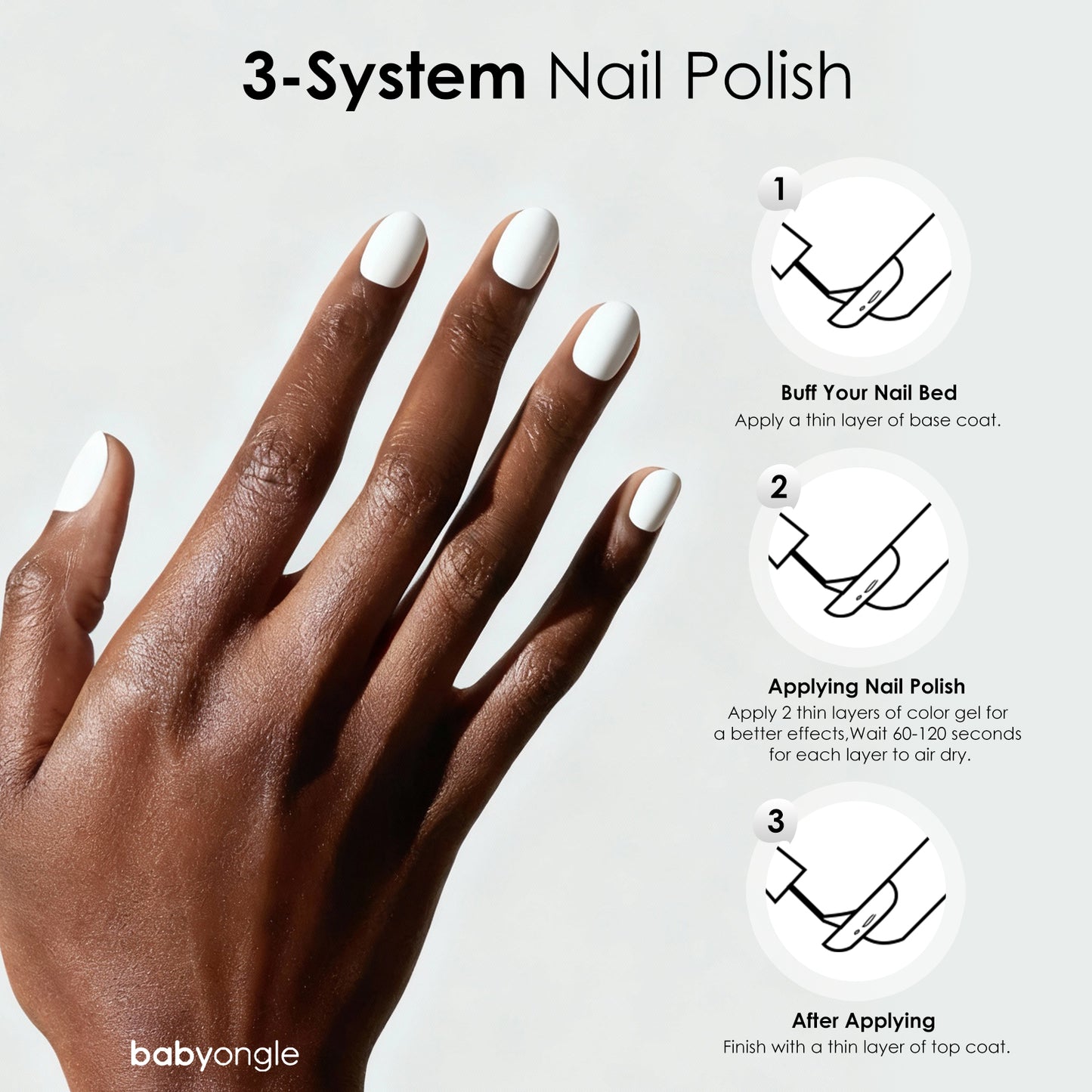 Babyongle Quick Dry Nail Polish for Nail Art - White#135 - 14ML / 0.47FL.OZ