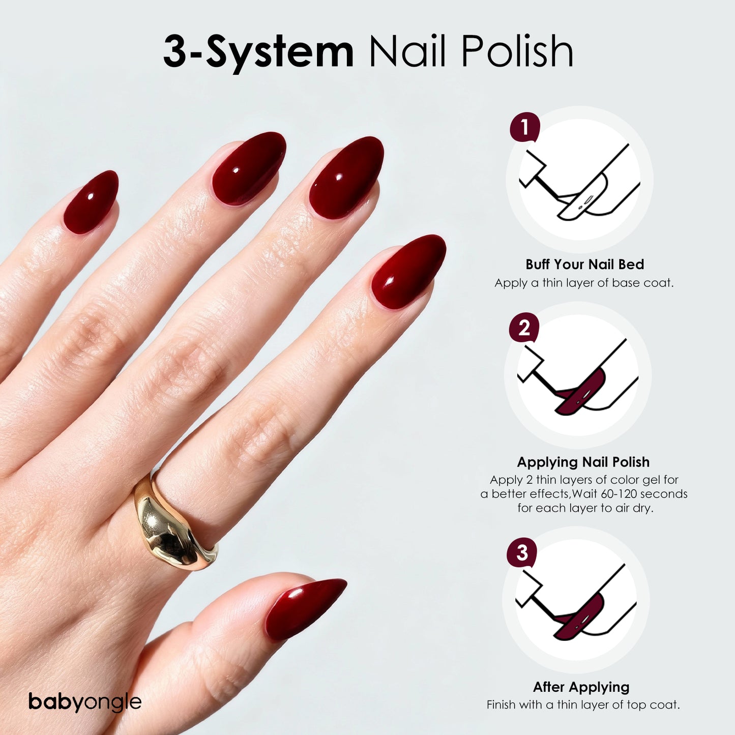 Babyongle Quick Dry Nail Polish for Nail Art - Wine Red#116 - 14ML / 0.47FL.OZ