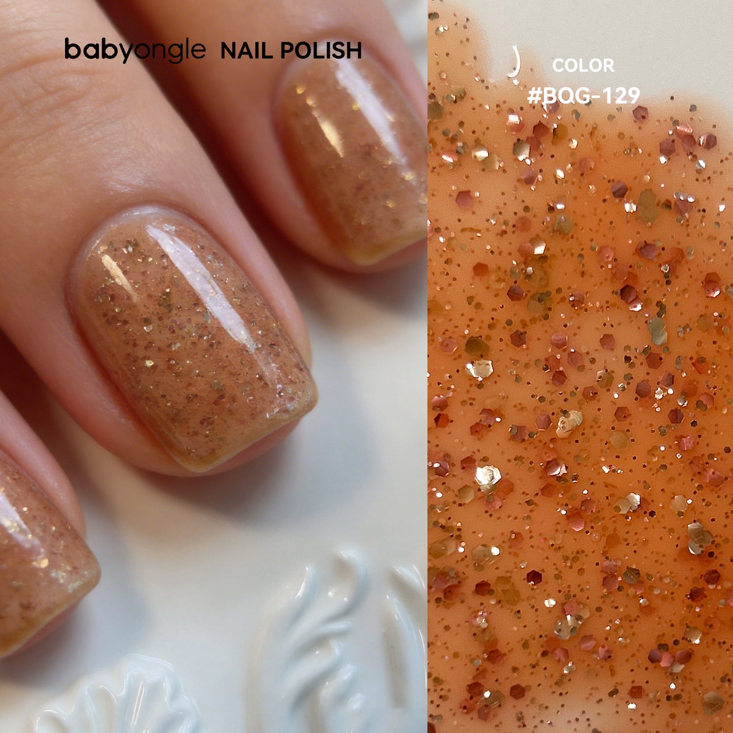 Babyongle Quick Dry Nail Polish for Nail Art - Shimmery Nude#129 - 14ML / 0.47FL.OZ