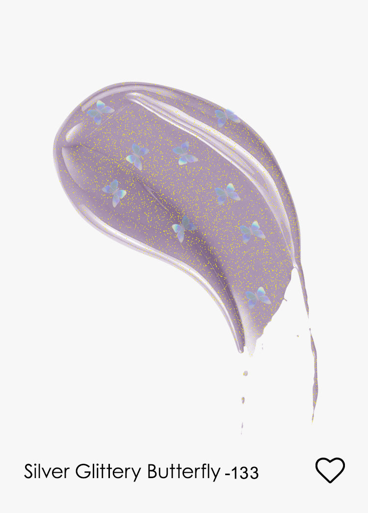 Babyongle Quick Dry Nail Polish for Nail Art - Silver Glittery Butterfly#133 - 14ML / 0.47FL.OZ