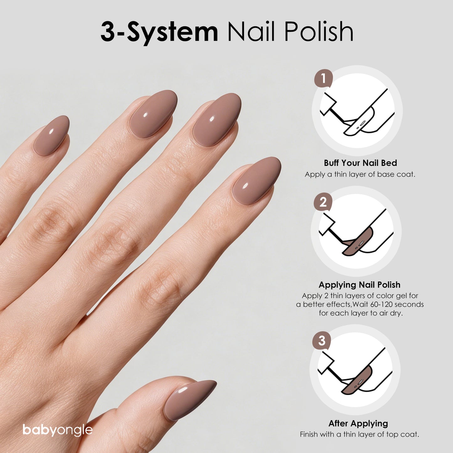 Babyongle Quick Dry Nail Polish for Nail Art - Nude Brown#103 - 14ML / 0.47FL.OZ