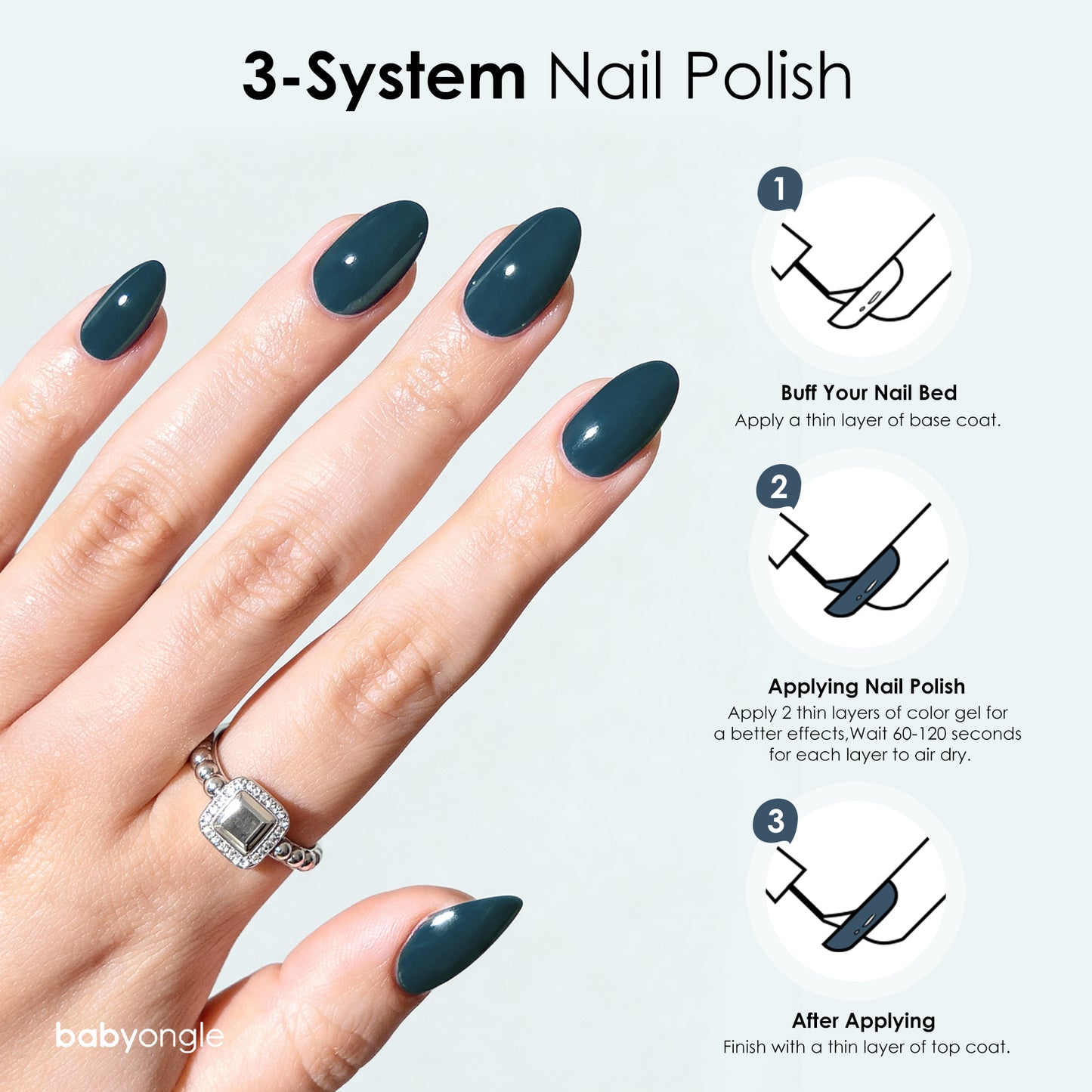 Babyongle Quick Dry Nail Polish for Nail Art - Hazy Blue#124 - 14ML / 0.47FL.OZ