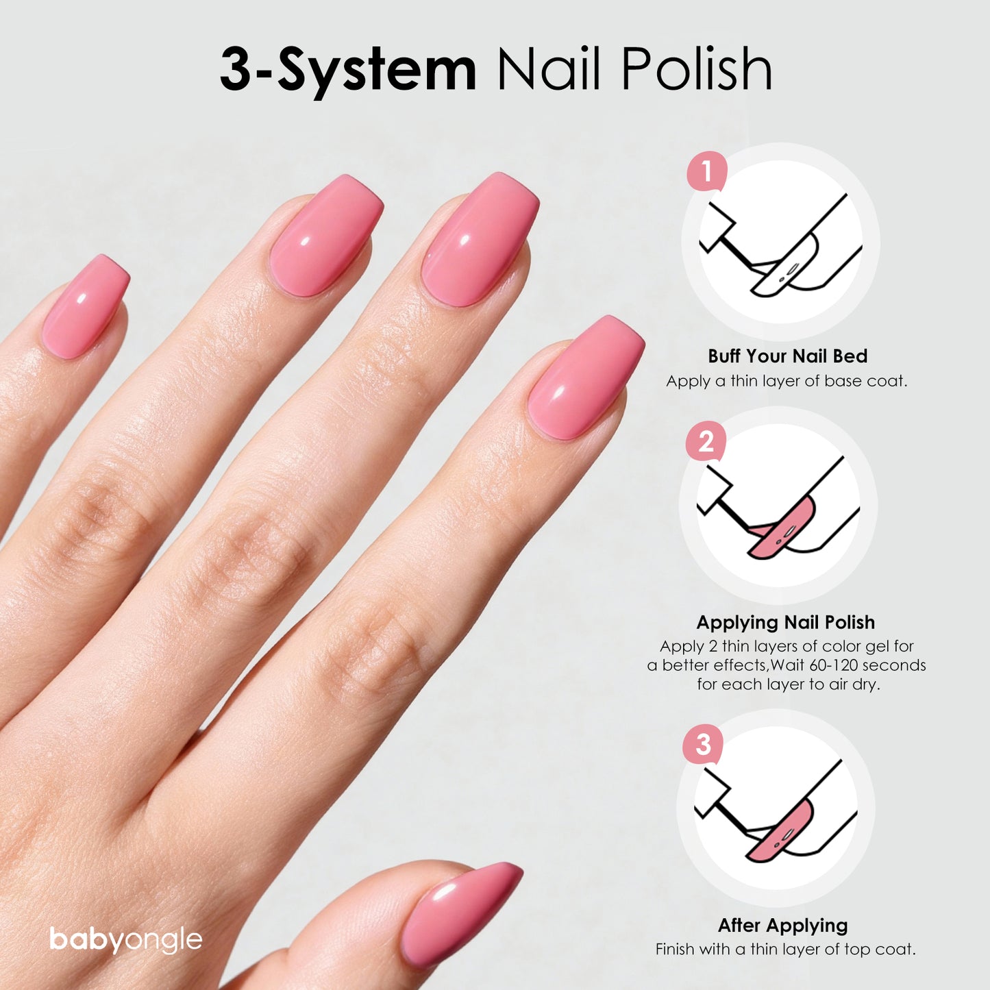 Babyongle Quick Dry Nail Polish for Nail Art - Tinted Pink#106 - 14ML / 0.47FL.OZ