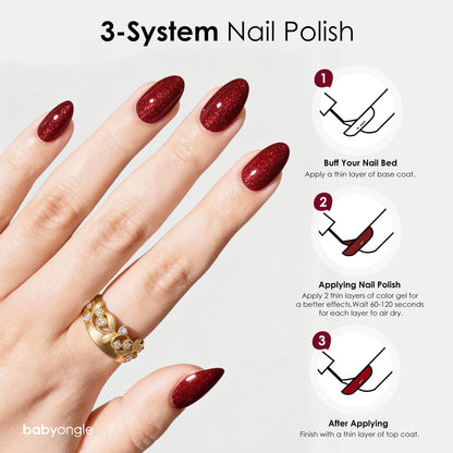 Babyongle Quick Dry Nail Polish for Nail Art - Shimmer Red#125 - 14ML / 0.47FL.OZ
