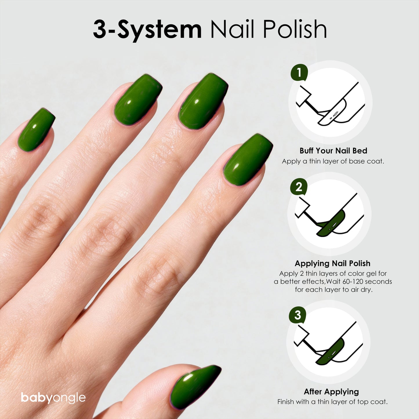 Babyongle Quick Dry Nail Polish for Nail Art - Avocado Green#111 - 14ML / 0.47FL.OZ