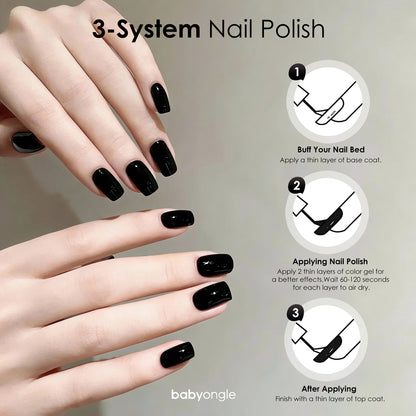 Babyongle Quick Dry Nail Polish for Nail Art - Black#136 - 14ML / 0.47FL.OZ