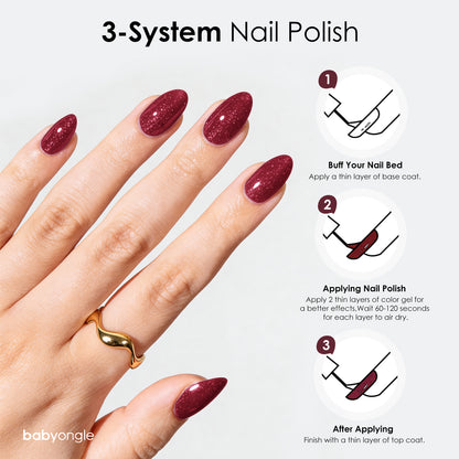 Babyongle Quick Dry Nail Polish for Nail Art - Glitter Red#130 - 14ML / 0.47FL.OZ