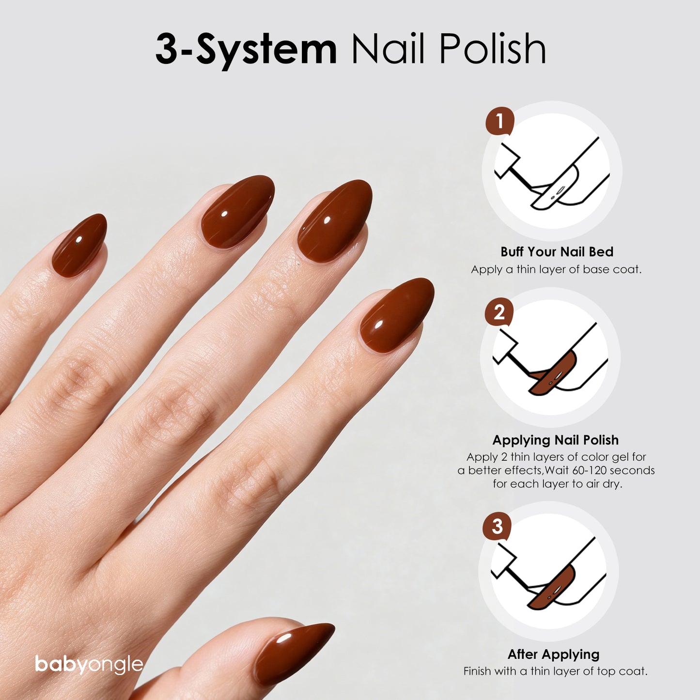 Babyongle Quick Dry Nail Polish for Nail Art - Brown#119 - 14ML / 0.47FL.OZ