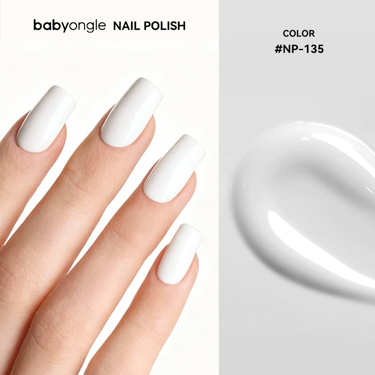 Babyongle Quick Dry Nail Polish for Nail Art - White#135 - 14ML / 0.47FL.OZ