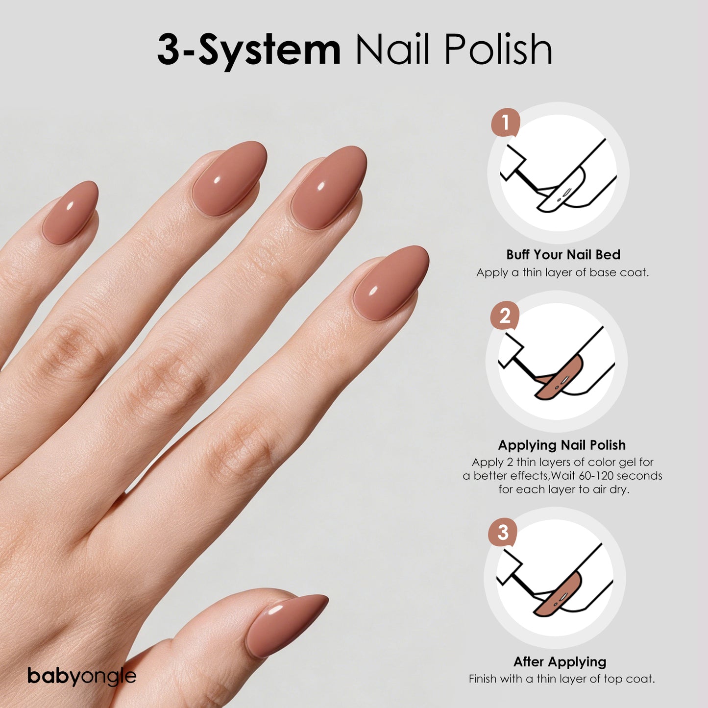 Babyongle Quick Dry Nail Polish for Nail Art - Rose Nude#117 - 14ML / 0.47FL.OZ