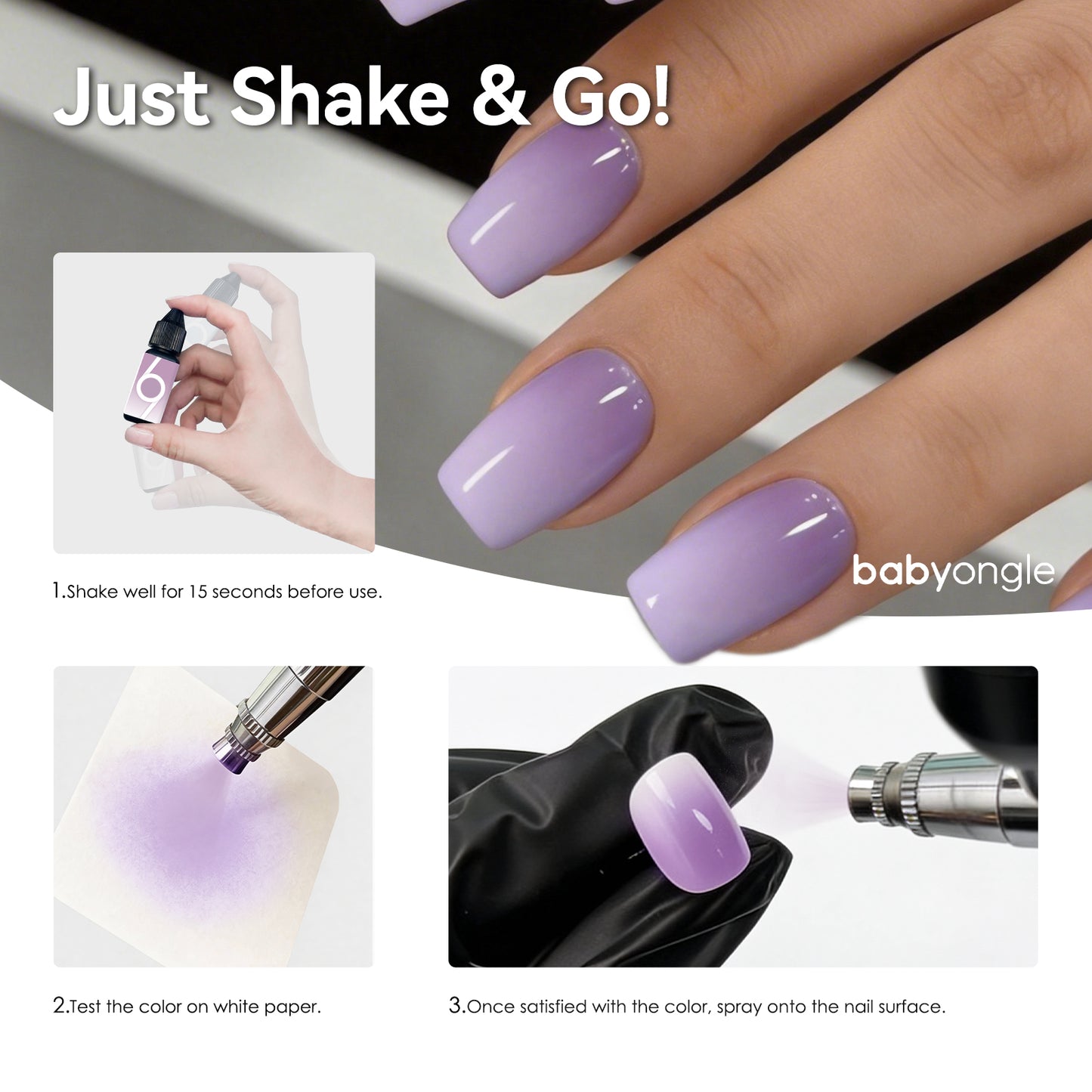 Babyongle Airbrush Gel Nail Polish - Taro Purple(B-04) - 15ML / 0.5 FL.OZ