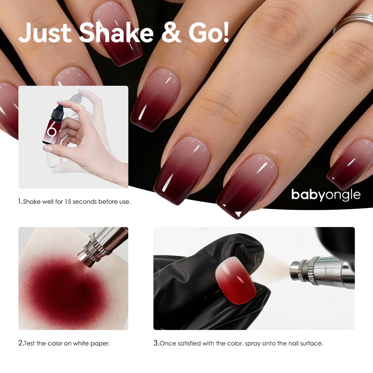 Babyongle Airbrush Gel Nail Polish - Wine Red(B-18) - 15ML / 0.5 FL.OZ