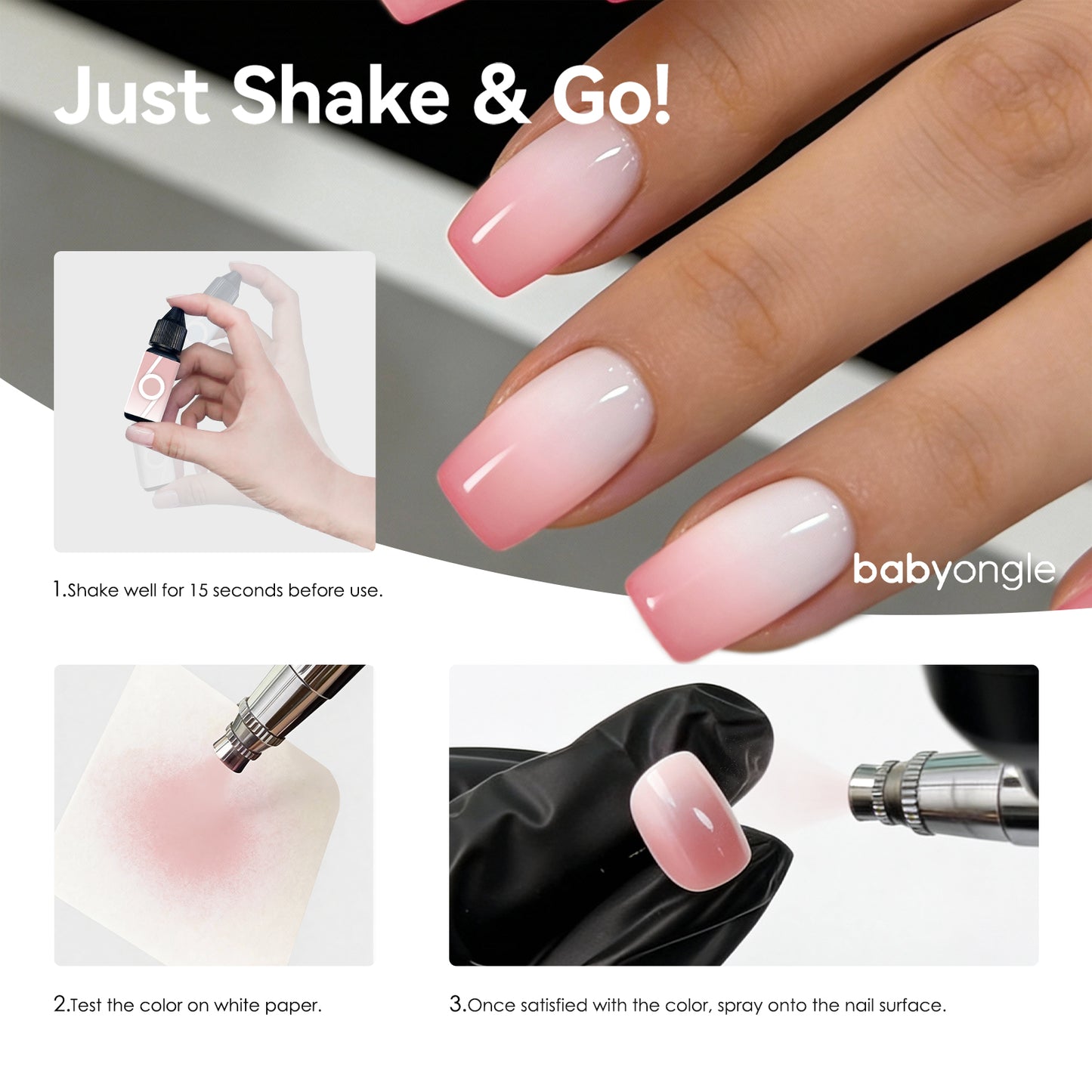 Babyongle Airbrush Gel Nail Polish - Nude Pink(B-16) - 15ML / 0.5 FL.OZ