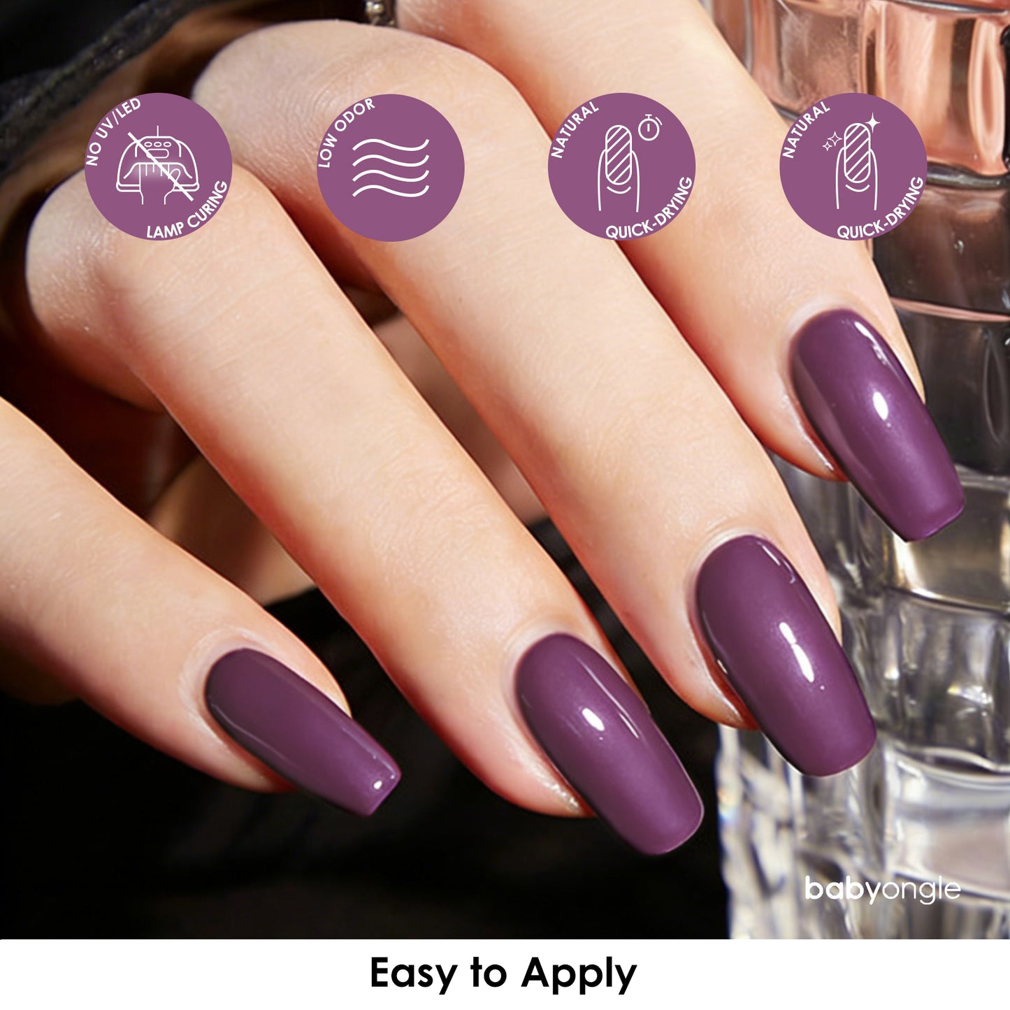 Babyongle Quick Dry Nail Polish for Nail Art - Purple Pink#121 - 14ML / 0.47FL.OZ