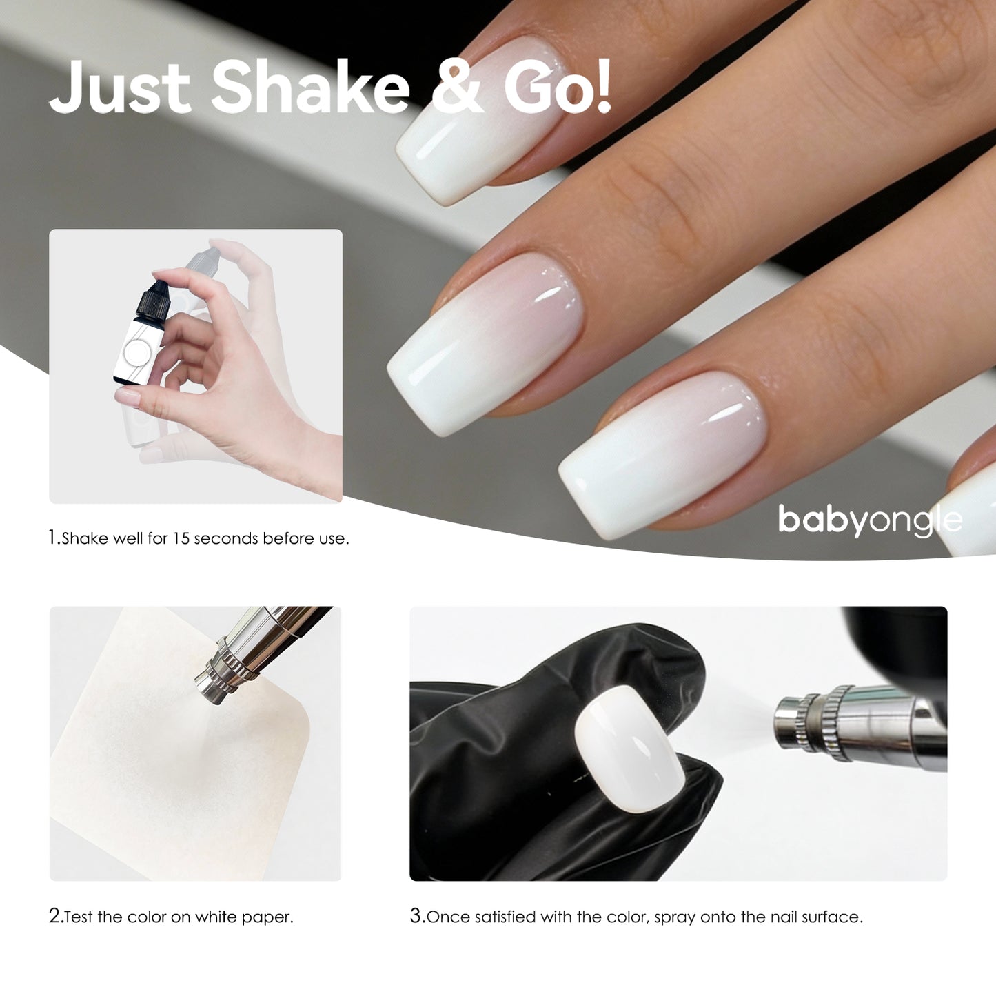 Babyongle Airbrush Gel Nail Polish - White(B-11) - 30ML / 1FL.OZ