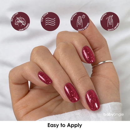 Babyongle Quick Dry Nail Polish for Nail Art - Glitter Red#130 - 14ML / 0.47FL.OZ