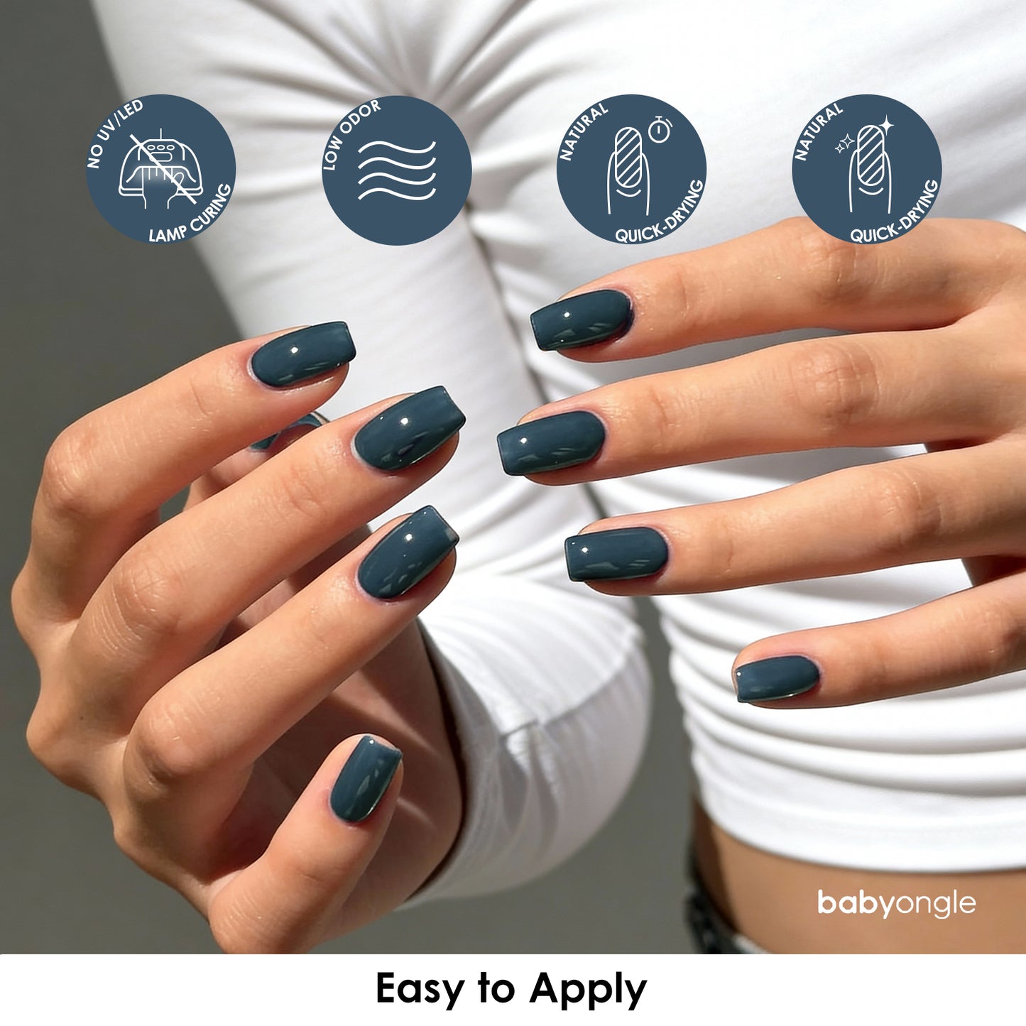 Babyongle Quick Dry Nail Polish for Nail Art - Hazy Blue#124 - 14ML / 0.47FL.OZ