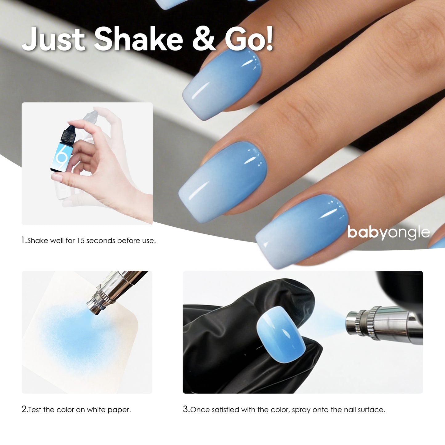Babyongle Airbrush Gel Nail Polish - Sky Blue(B-06) - 15ML / 0.5 FL.OZ