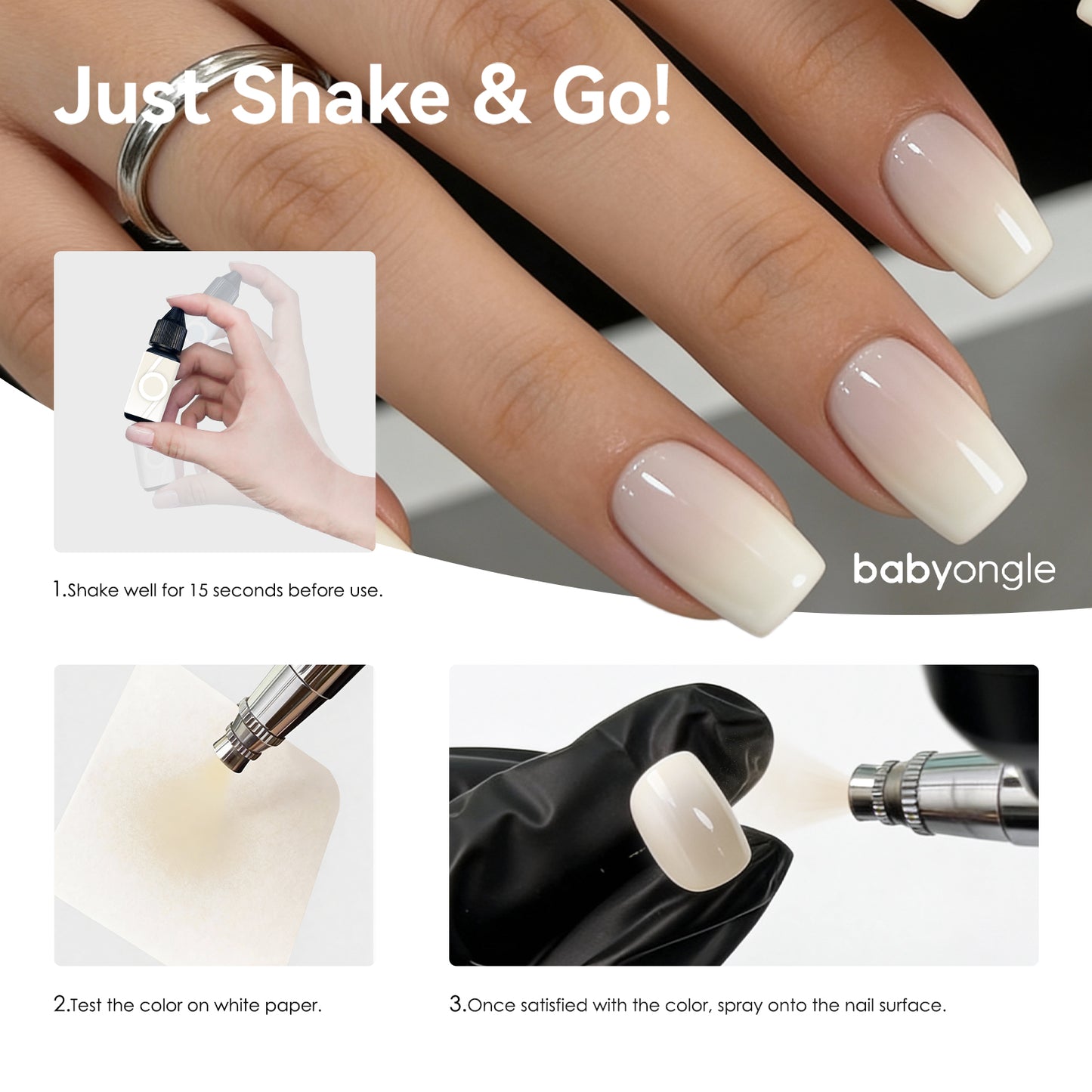 Babyongle Airbrush Gel Nail Polish - Milky White(B-13) - 15ML / 0.5 FL.OZ