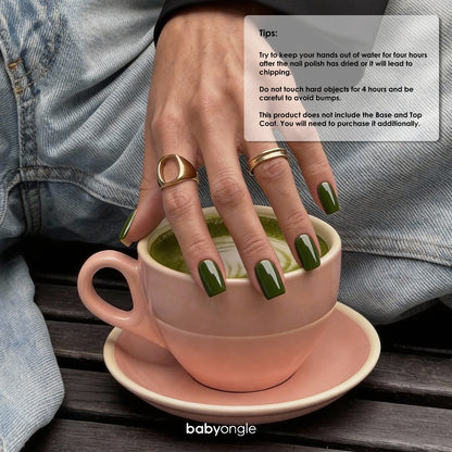 Babyongle Quick Dry Nail Polish for Nail Art - Avocado Green#111 - 14ML / 0.47FL.OZ
