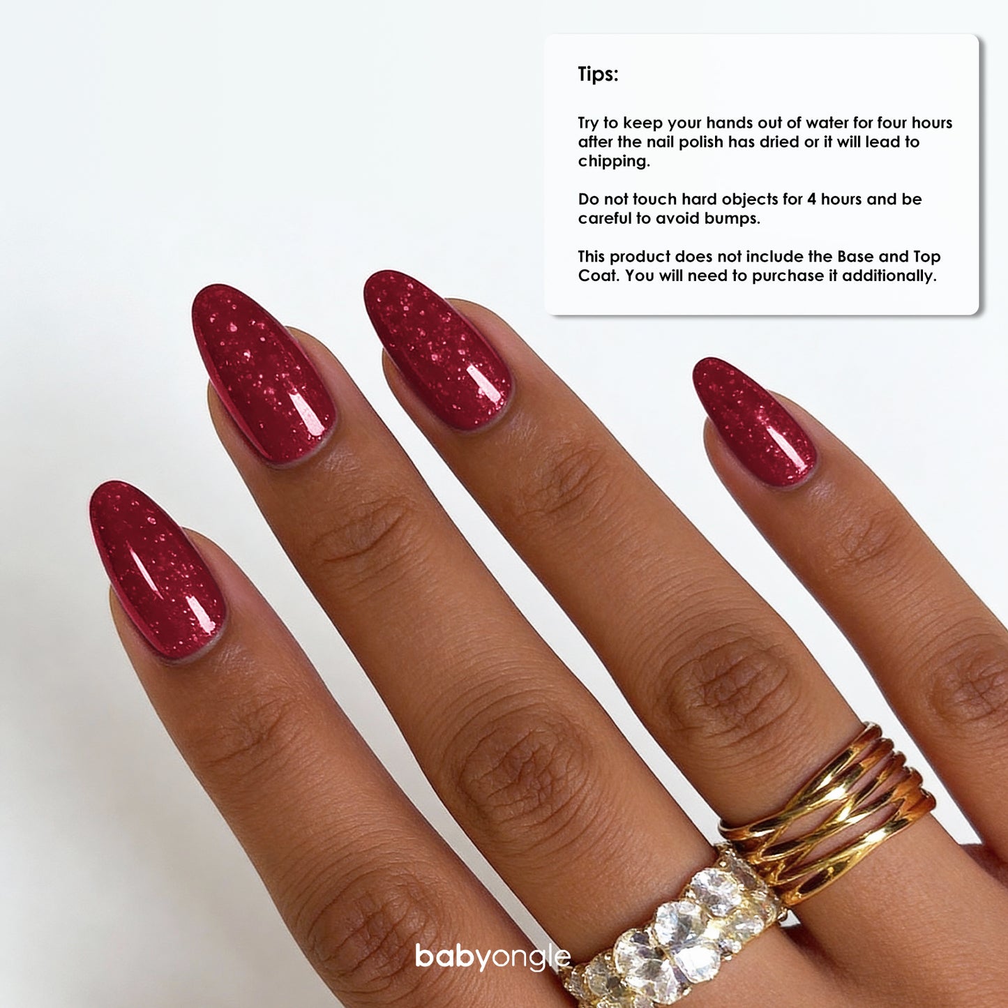 Babyongle Quick Dry Nail Polish for Nail Art - Glitter Red#130 - 14ML / 0.47FL.OZ