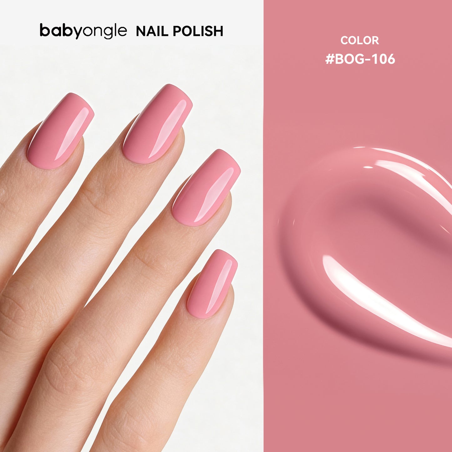 Babyongle Quick Dry Nail Polish for Nail Art - Tinted Pink#106 - 14ML / 0.47FL.OZ
